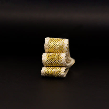 Italian Natural and Metallic Gold Woven Cotton Trimming - 1" Detail