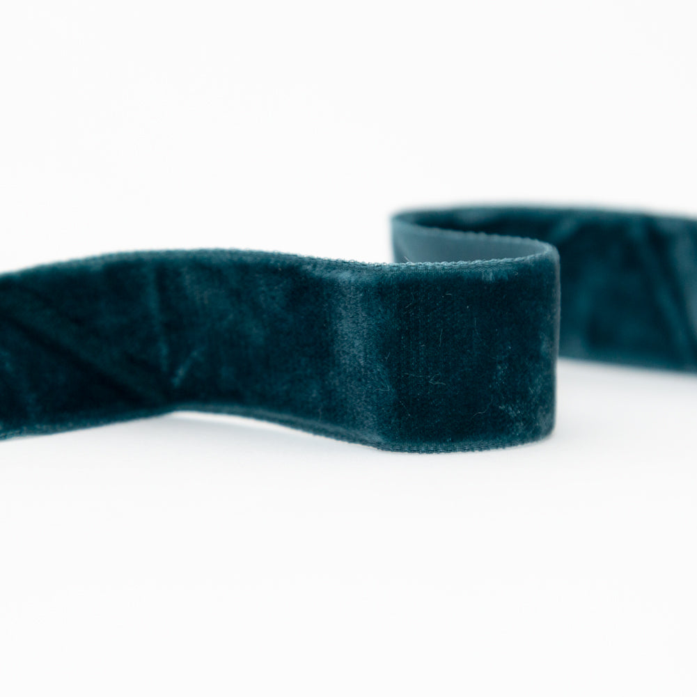 Italian Rich Teal Crushed Velvet Ribbon - 0.875" Detail