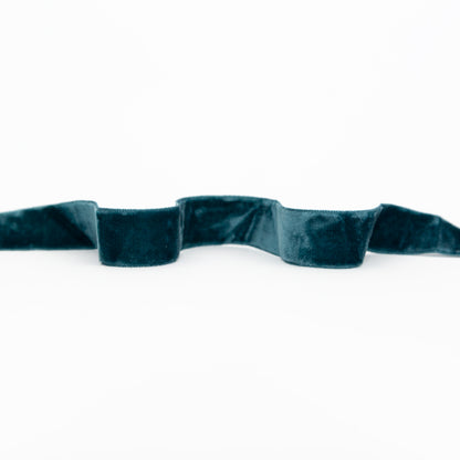 Italian Rich Teal Crushed Velvet Ribbon - 0.875"