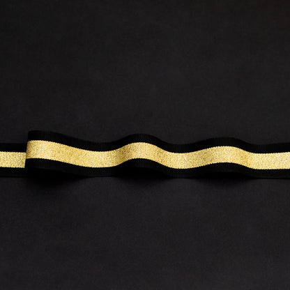 Italian Metallic Gold and Black Striped Grosgrain Ribbon - 1"