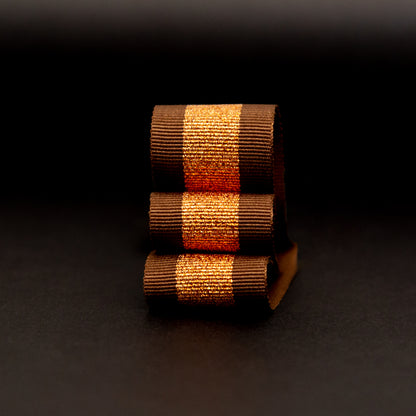 Italian Metallic Copper and Brown Striped Grosgrain Ribbon - 1" Detail