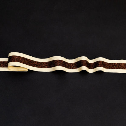 Italian Metallic Dark Copper and Tan Striped Grosgrain Ribbon - 1"
