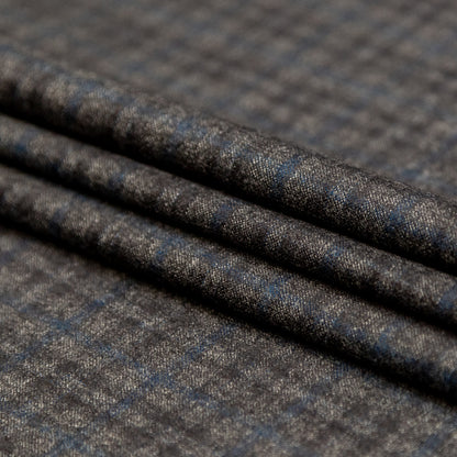 Theory Charcoal and Blue Plaid Virgin Wool Suiting Folded
