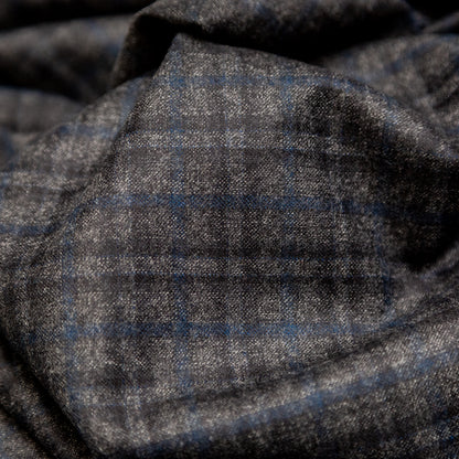 Theory Charcoal and Blue Plaid Virgin Wool Suiting Detail