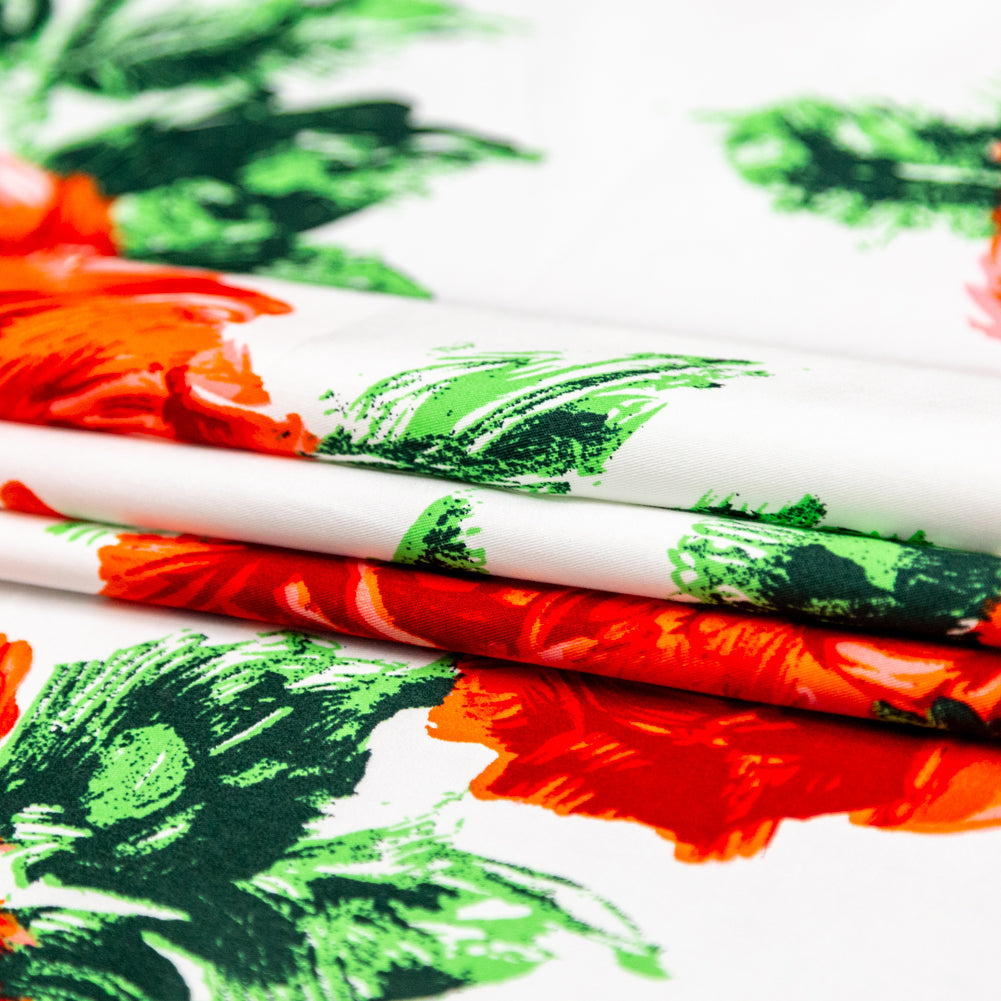 Painterly Red Roses Printed on Cotton Twill Folded