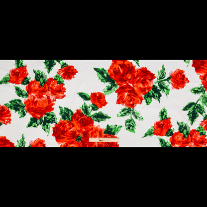 Painterly Red Roses Printed on Cotton Twill Full