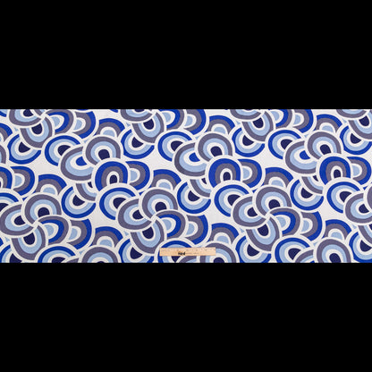Blue and White Geometric Printed Cotton Twill Full