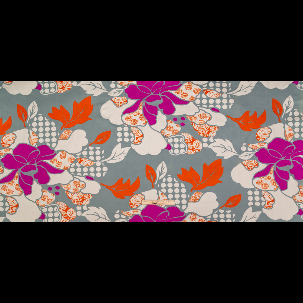 Jadeite and Bright Orange Floral Cotton Twill Full