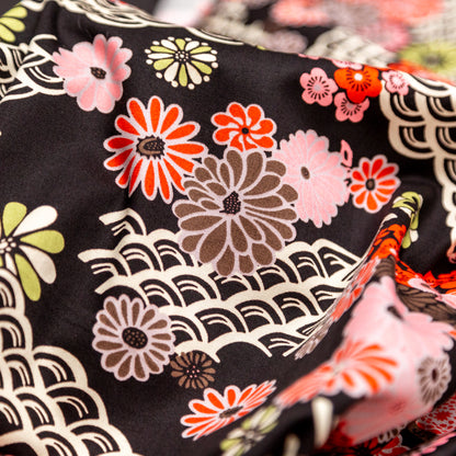 Red and Black Floral Printed Cotton Twill Detail