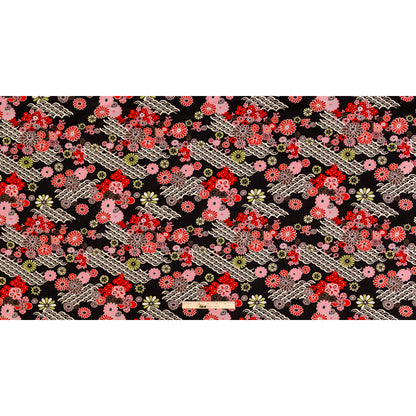 Red and Black Floral Printed Cotton Twill Full