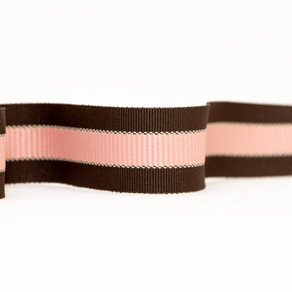 Italian Brown and Pink Striped Grosgrain Ribbon - 1.25" Detail