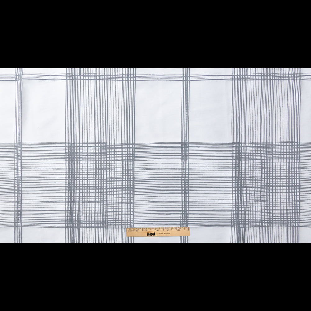 White Plaid Burnout Cotton Twill Full