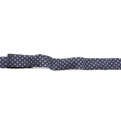 Italian Blue and Beige Floral Wool Jacquard Ribbon - 1"