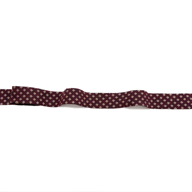 Italian Wine and Beige Floral Wool Jacquard Ribbon - 1"