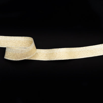 Italian Metallic Gold and Ivory Grosgrain Ribbon 0.875"