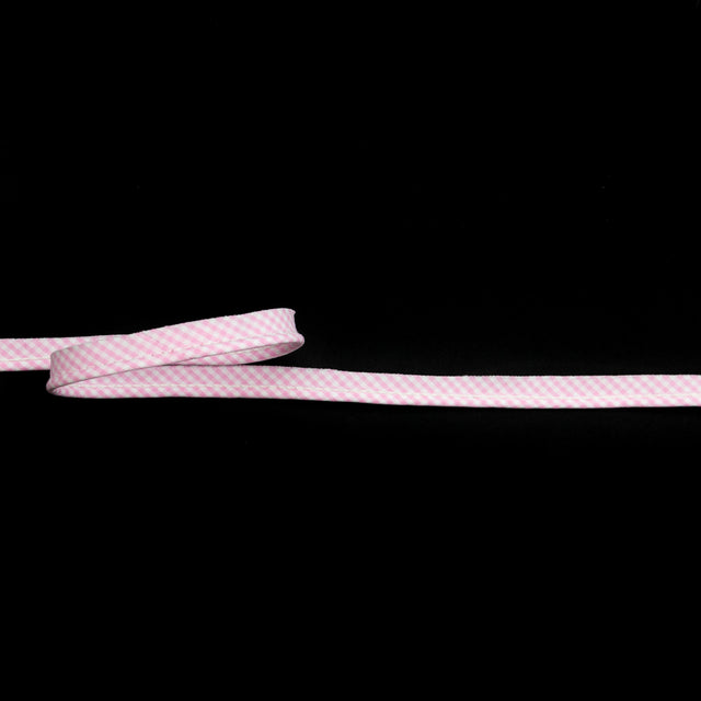 Italian White and Pink Checkered Bias Piping Cord with Lip - 0.375"