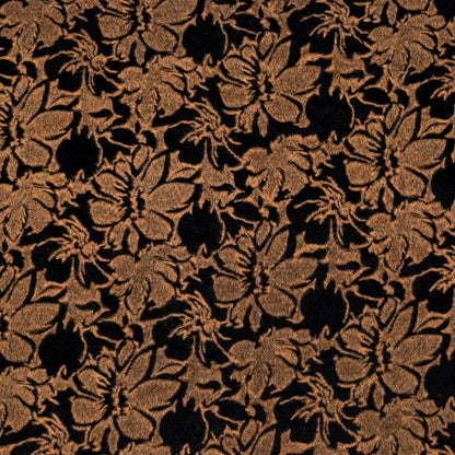 Floral Bonded Wool Knit and Velour - Apricot Buff and Black