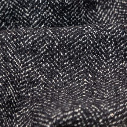 Black and White Herringbone Wool Tweed Detail