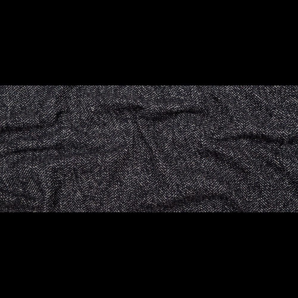 Black and White Herringbone Wool Tweed Full