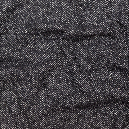 Black and White Herringbone Wool Tweed