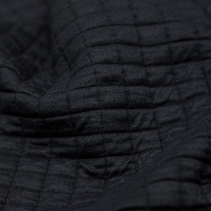 Black Quilted Rayon Knit with Filler and Polyester Knit Backing Detail