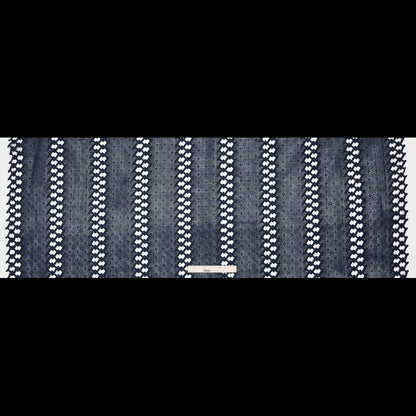 Polyester Lace with Finished Edges - Navy Lattice Stripes Full