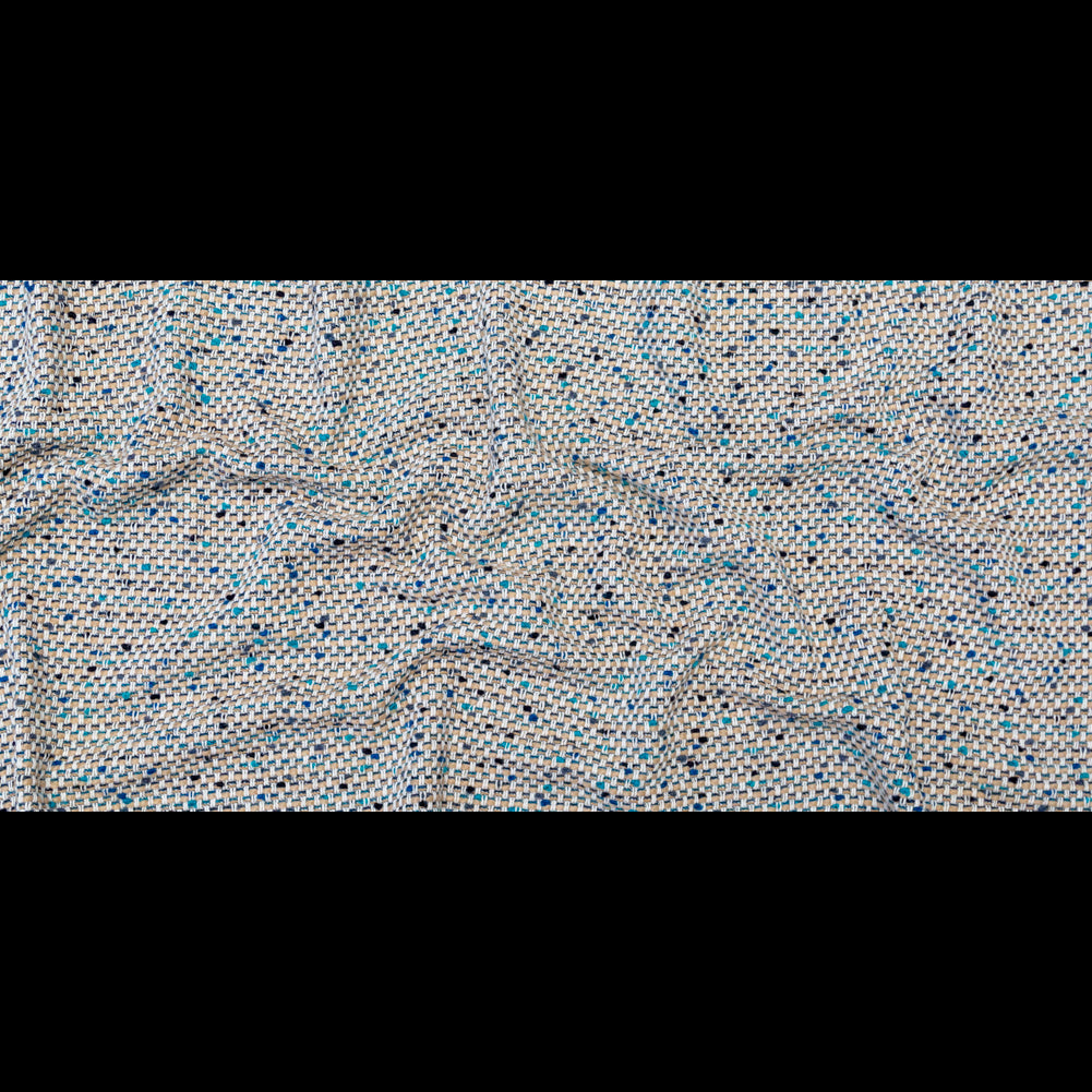 Beige, Blue and White Blended Wool Tweed Full