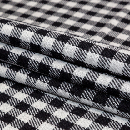 Black, White and Gray Shepherd's Check Wool Double Cloth Folded