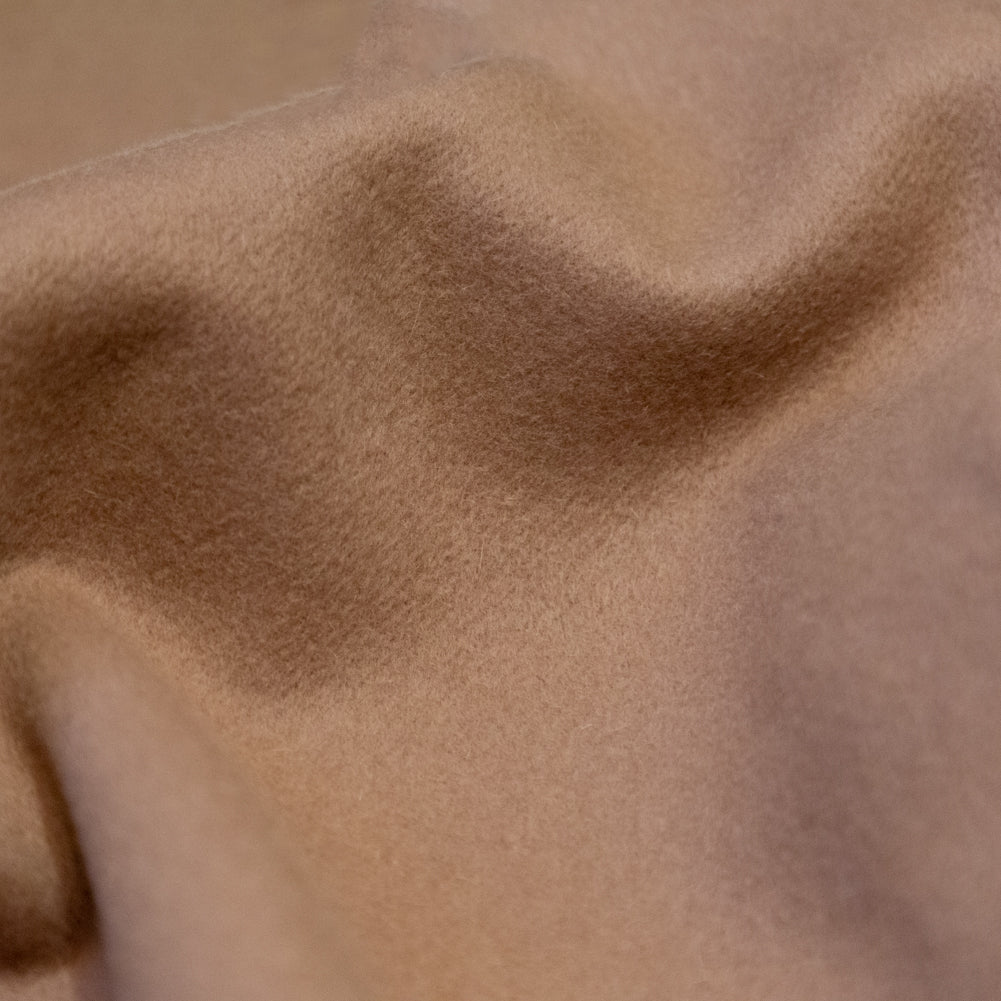 Heathered Beige and Chanterelle Double Faced Cashmere Coating Detail