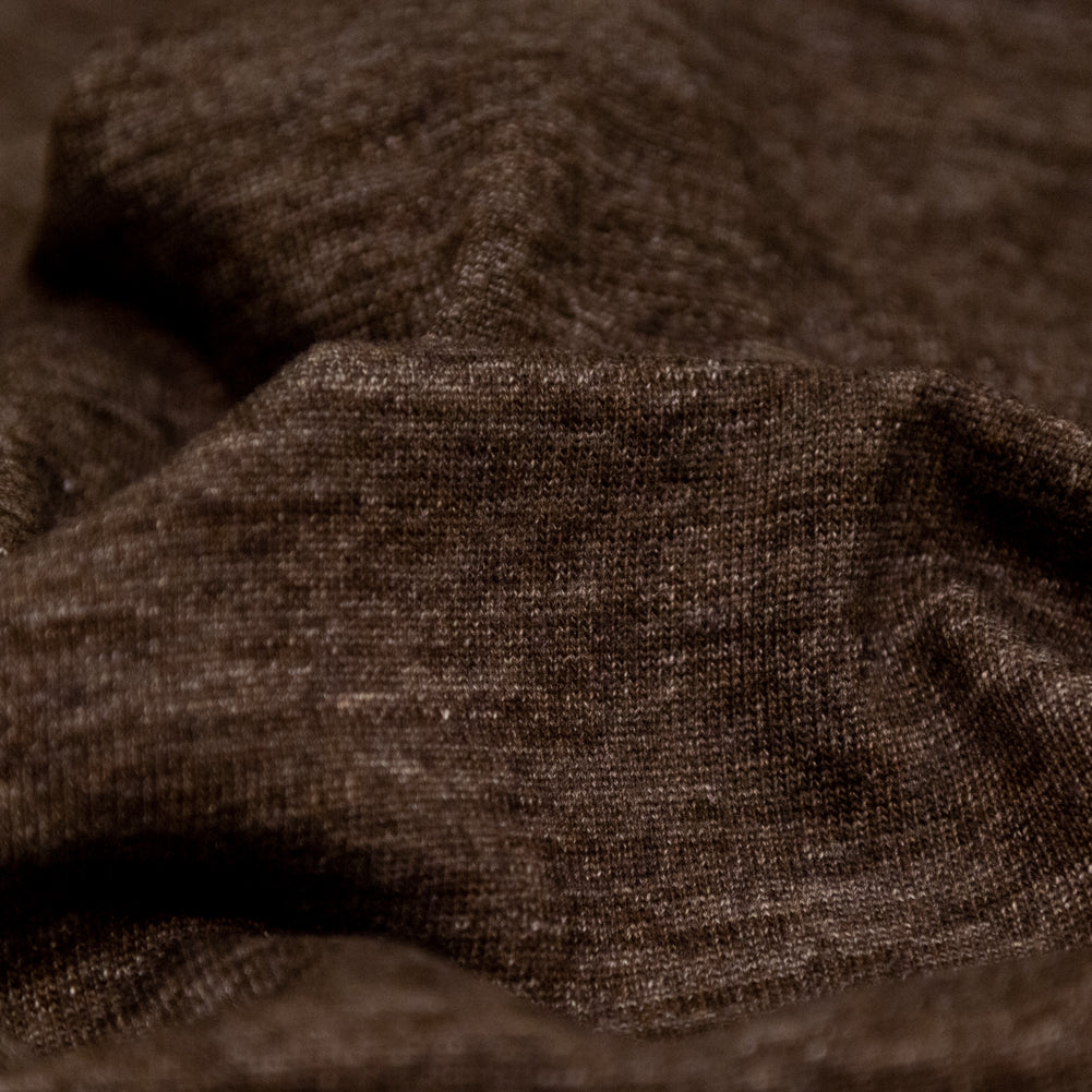 Heathered Brown Brushed Wool Knit Detail