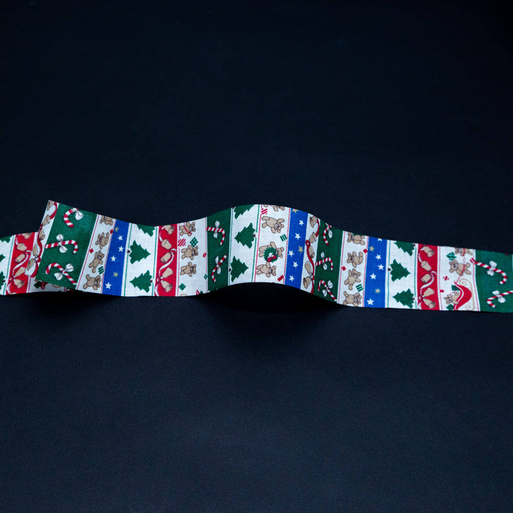 Red, Green and Blue Striped Christmas Ribbon - 1.875"