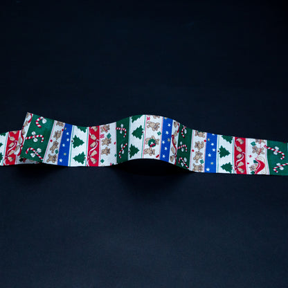 Red, Green and Blue Striped Christmas Ribbon - 1.875"
