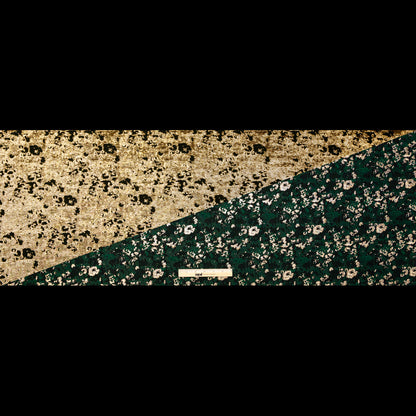 Forest Green and Metallic Gold Abstract Jacquard Full