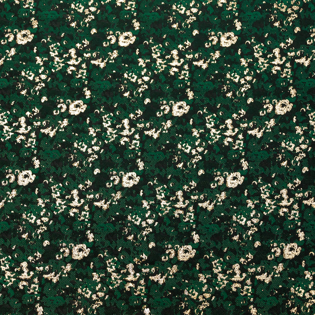 Forest Green and Metallic Gold Abstract Jacquard