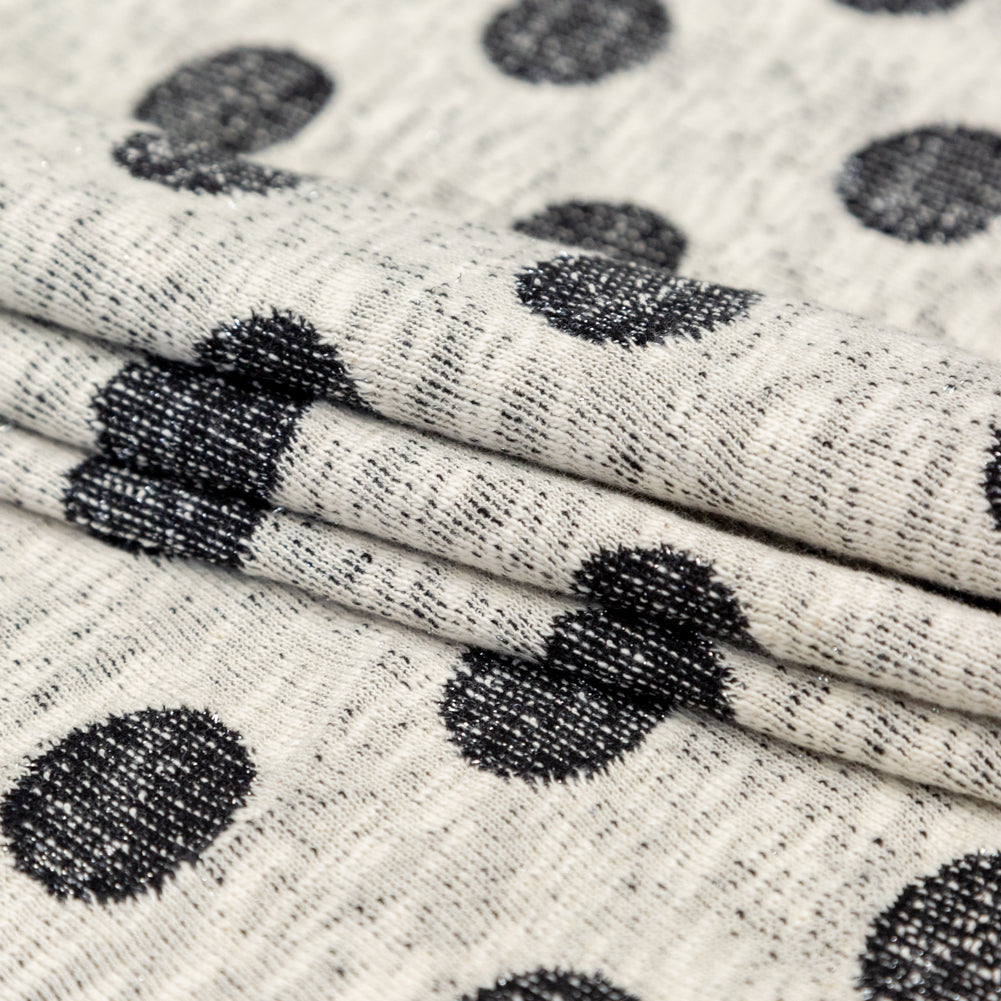 Metallic Black and Ivory Polka Dotted French Terry Folded