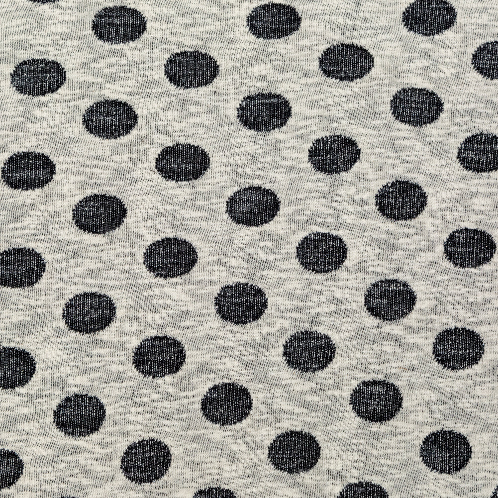 Metallic Black and Ivory Polka Dotted French Terry