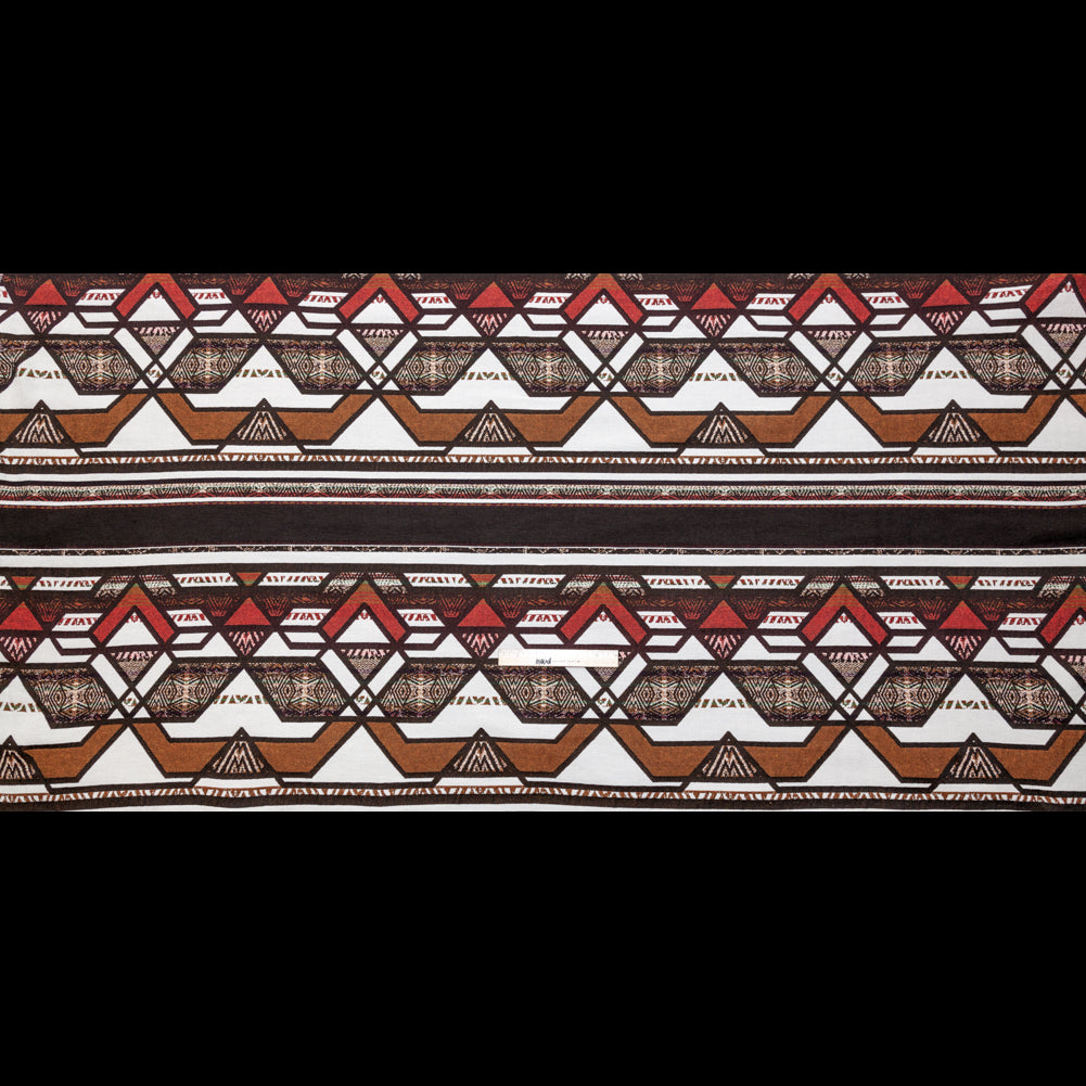 Brown and White Geometric Cotton Woven Full