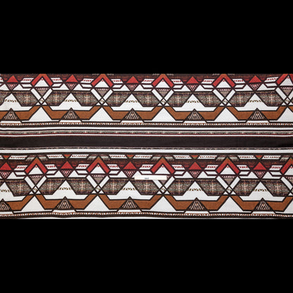 Brown and White Geometric Cotton Woven Full