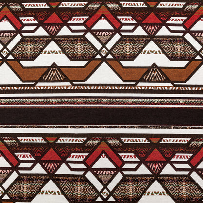 Brown and White Geometric Cotton Woven