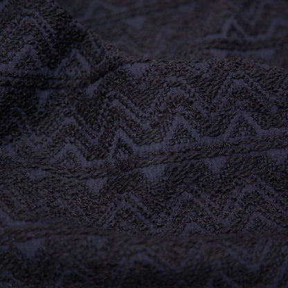Navy Striped Chevron Wool Jacquard Detail