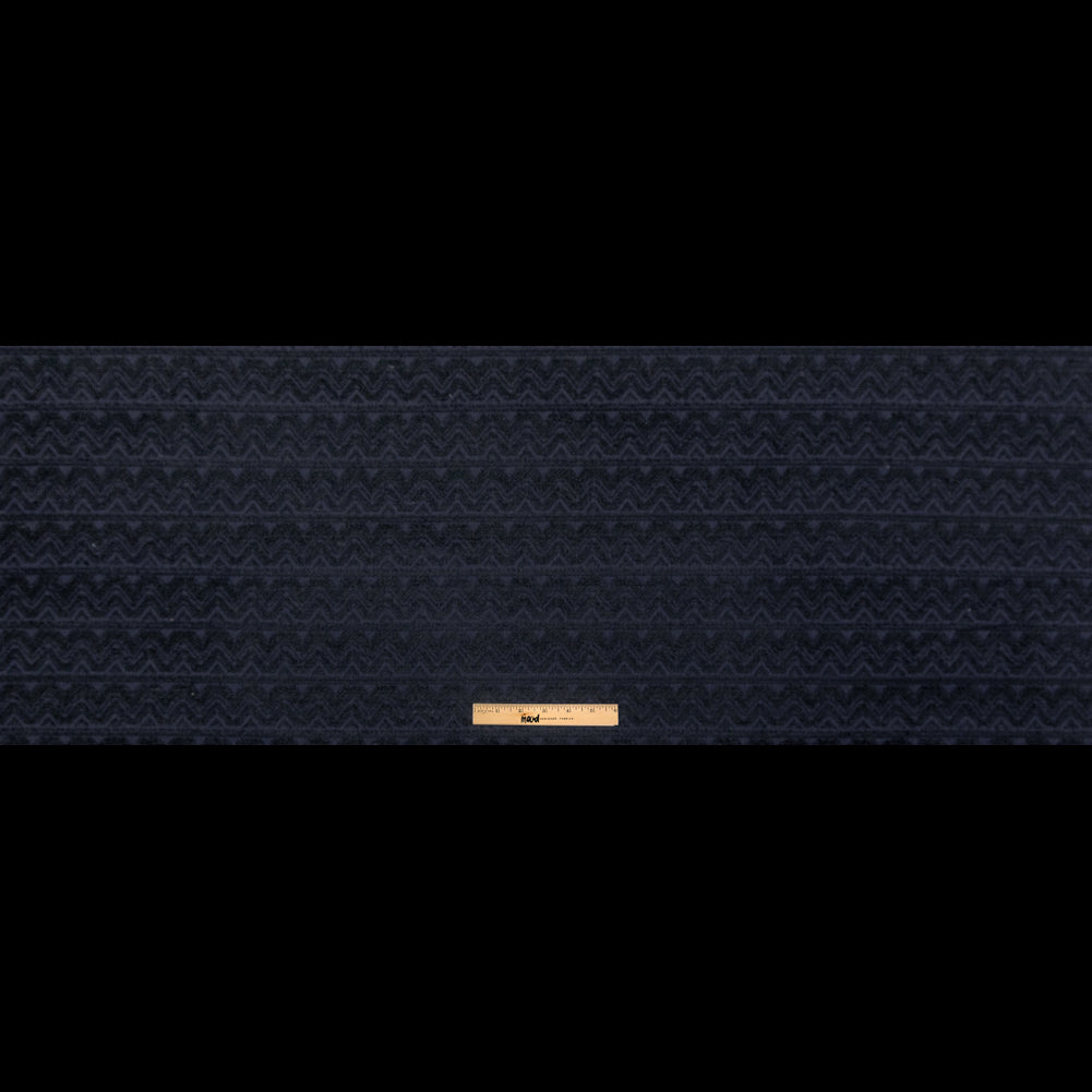 Navy Striped Chevron Wool Jacquard Full