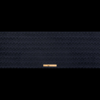 Navy Striped Chevron Wool Jacquard Full