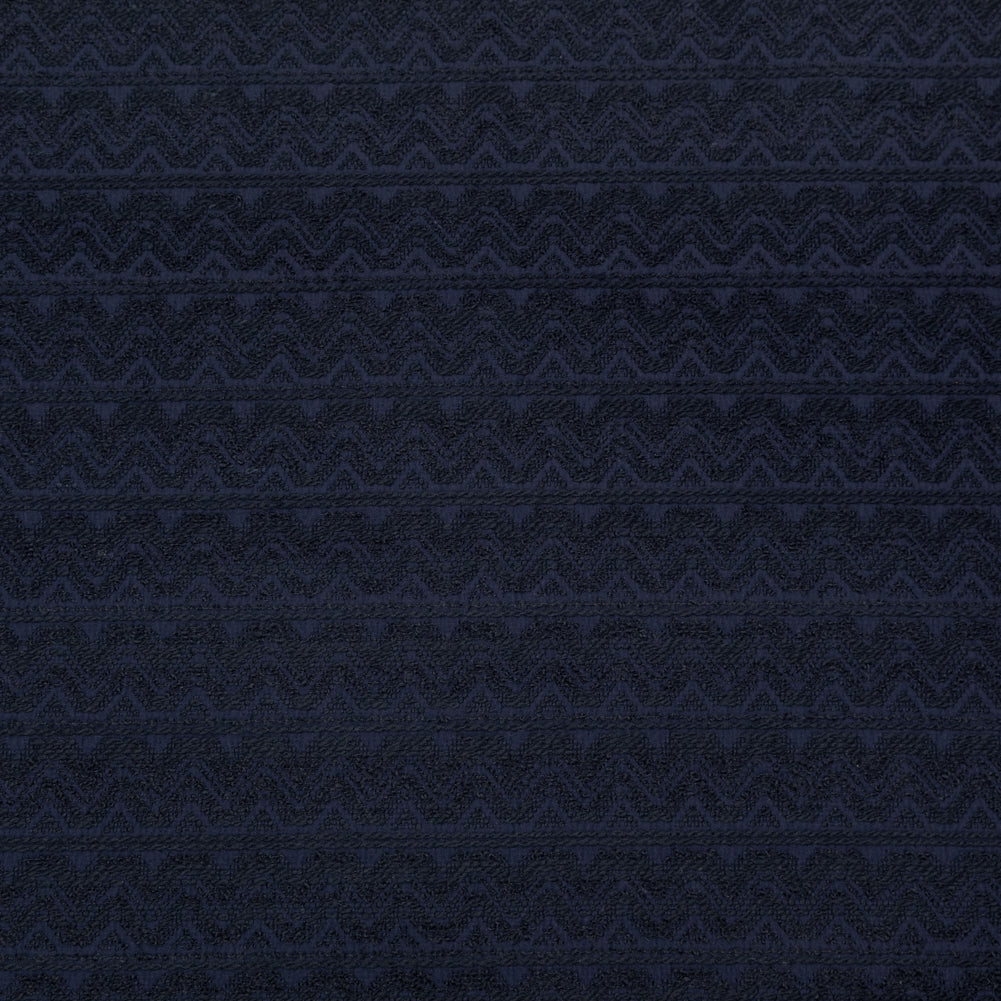 Navy Striped Chevron Wool Jacquard