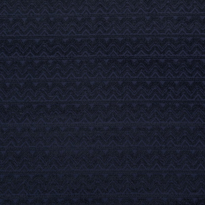 Navy Striped Chevron Wool Jacquard