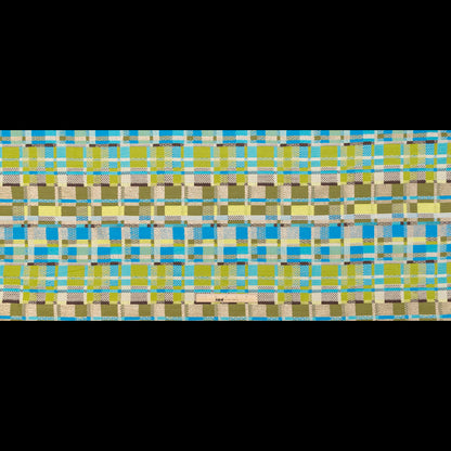 Blue, Green and Metallic Silver Color-Blocked Tweed Full