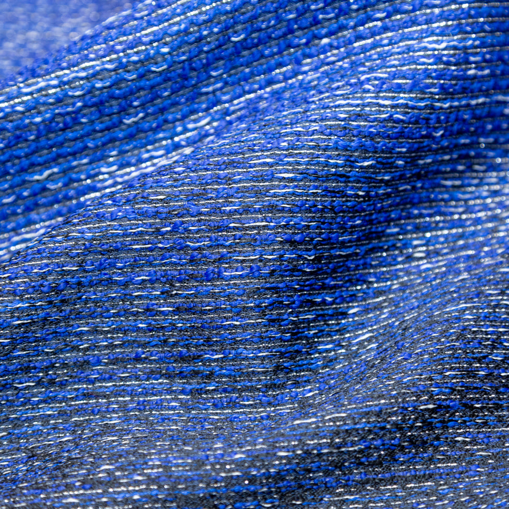 Royal Blue, Black and Metallic Silver Striped Woven Detail