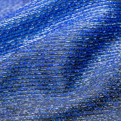 Royal Blue, Black and Metallic Silver Striped Woven Detail