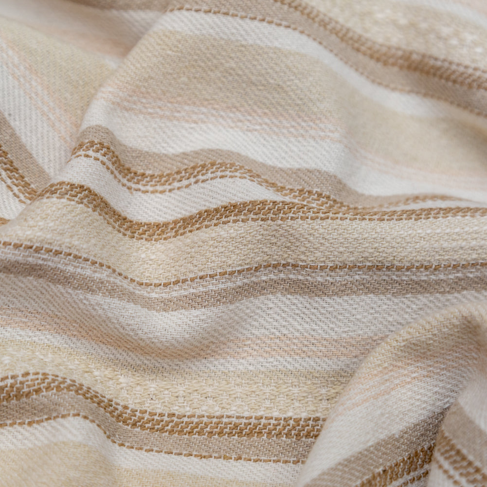 Ivory and Beige Striped Cotton Dobby Detail