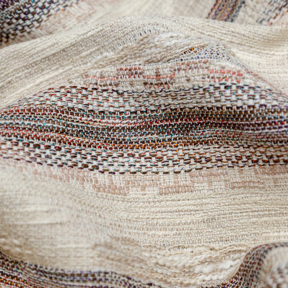 Beige and Rust Striped Cotton Tweed Detail