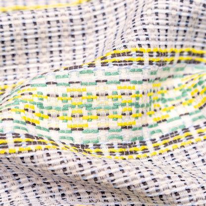 Blue, Jade and Yellow Awning Striped Cotton Tweed Detail